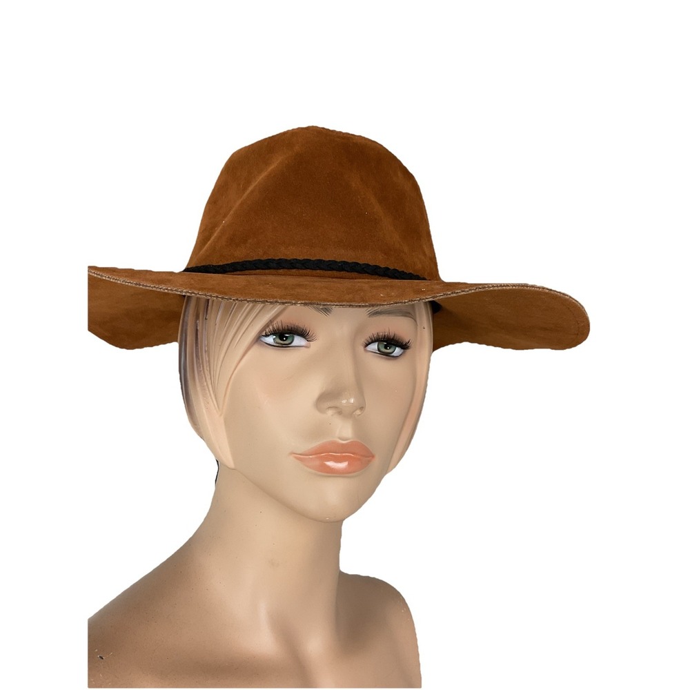 Altar'd State Hat Faux Leather Cap Wide Brim Sun Cap Brown Adjustable OS